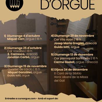 El XXXVII Cicle de Concerts d’Orgue Cabrera de Mar